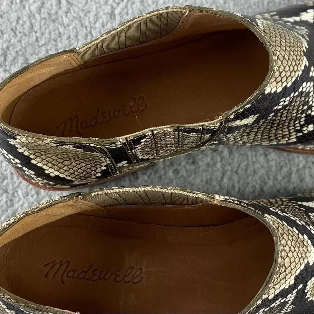 New Madewell Sonia Low Chelsea Bootie Snake Emboss Leather Womens 8 Brown Black - Picture 12 of 16